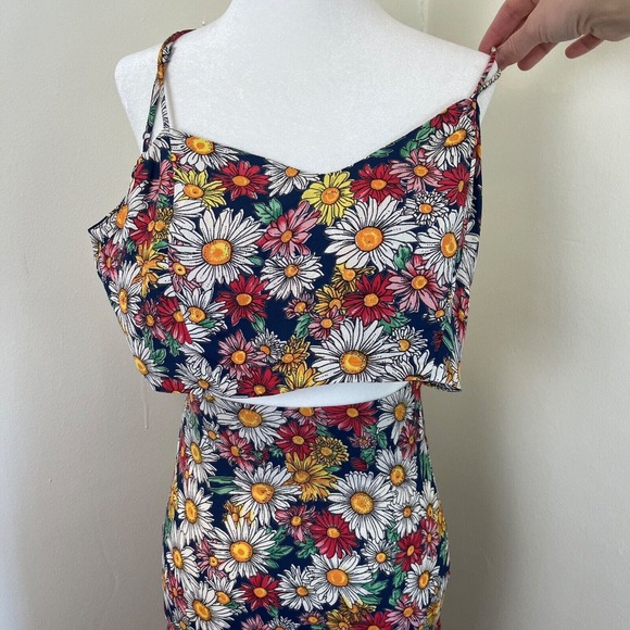 Reformation Ace Two Piece Top Skirt 2 XS Floral Midi Cropped Daisy Retro Groovy - Picture 2 of 8